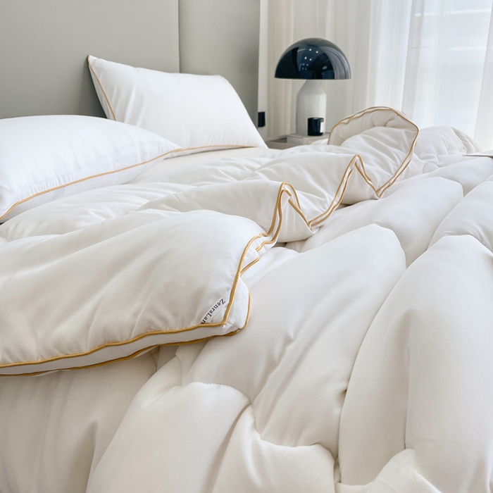 91家纺网 家纺一手货源 找家纺 匠心 2022新款超柔磨毛立体暖绒大豆冬被被子被芯 冬被白色