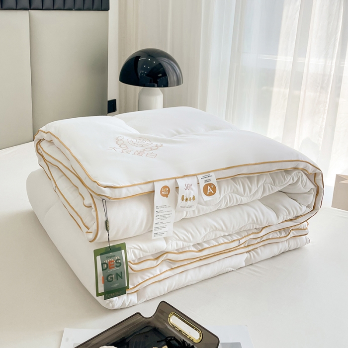 91家纺网 家纺一手货源 找家纺 匠心 2022新款超柔磨毛立体暖绒大豆冬被被子被芯 冬被白色