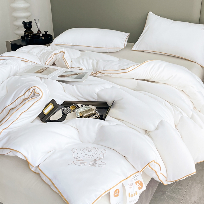 91家纺网 家纺一手货源 找家纺 匠心 2022新款超柔磨毛立体暖绒大豆冬被被子被芯 冬被白色