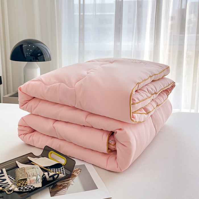 91家纺网 家纺一手货源 找家纺 匠心 2022新款超柔磨毛立体暖绒大豆冬被被子被芯 冬被粉色