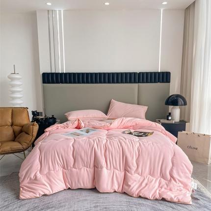 91家纺网 家纺一手货源 找家纺 匠心 2022新款超柔磨毛立体暖绒大豆冬被被子被芯 冬被粉色