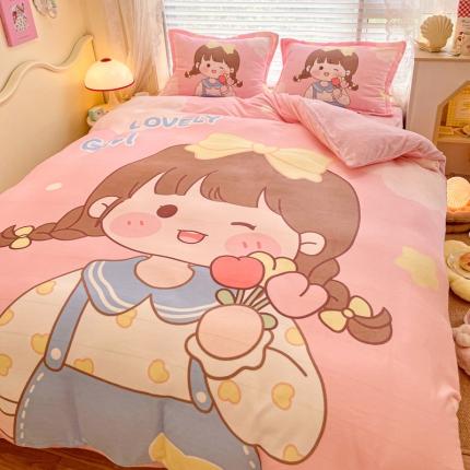 91家纺网 家纺一手货源 找家纺 （总）柒月 2022新款大版印花牛奶绒四件套