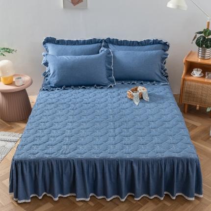 91家纺网 家纺一手货源 找家纺 （总）久典 2022新款A类母婴级抗菌夹棉花边床裙四件套