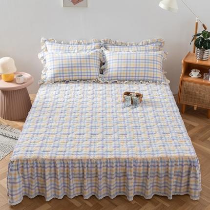 91家纺网 家纺一手货源 找家纺 久典 2022新款A类母婴级抗菌夹棉花边床裙四件套 彩虹紫