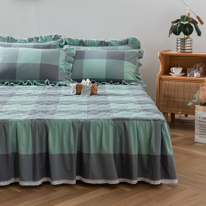 91家纺网 家纺一手货源 找家纺 （总）久典 2022新款A类母婴级抗菌夹棉花边床裙四件套