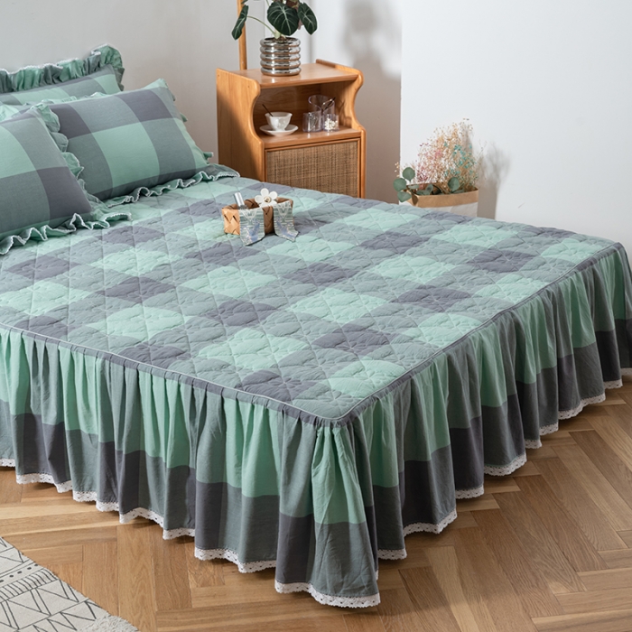 91家纺网 家纺一手货源 找家纺 （总）久典 2022新款A类母婴级抗菌夹棉花边床裙四件套