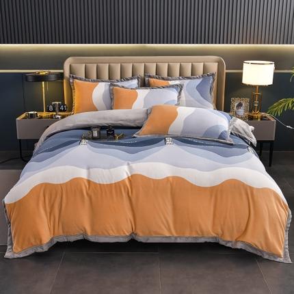 91家纺网 家纺一手货源 找家纺 小牛席业 2022新款全削光牛奶绒四件套 星辰大海