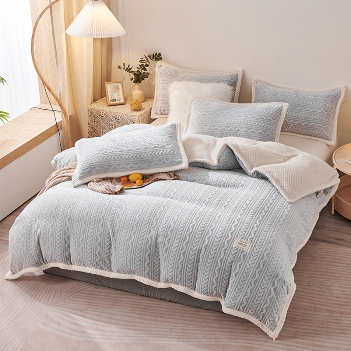 91家纺网 家纺一手货源 找家纺 新月家纺 2022新款雪花绒多功能被套 冷淡灰