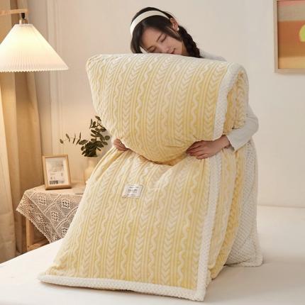 新月家纺 2022新款雪花绒多功能被套 柠檬黄