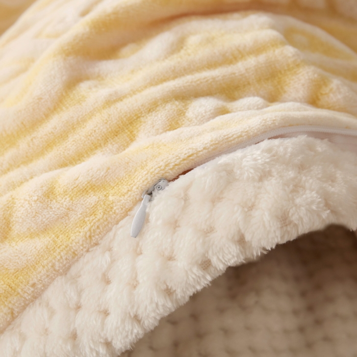 91家纺网 家纺一手货源 找家纺 新月家纺 2022新款雪花绒多功能被套 柠檬黄