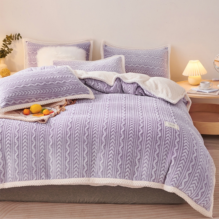 91家纺网 家纺一手货源 找家纺 新月家纺 2022新款雪花绒多功能被套 熏衣紫