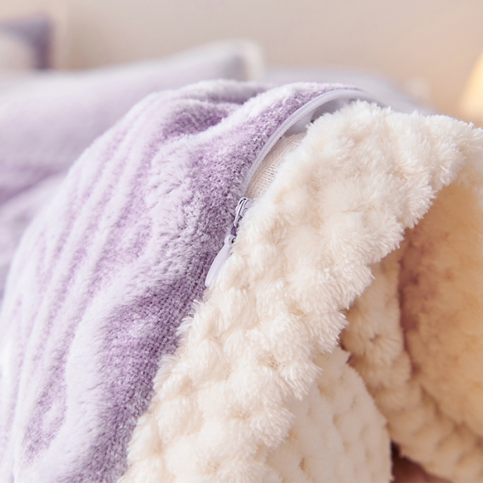 91家纺网 家纺一手货源 找家纺 新月家纺 2022新款雪花绒多功能被套 熏衣紫