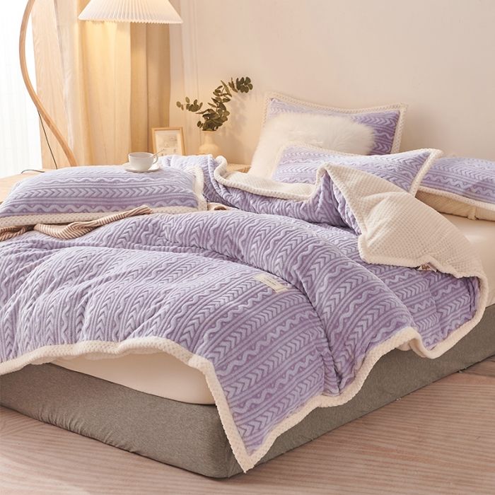 91家纺网 家纺一手货源 找家纺 新月家纺 2022新款雪花绒多功能被套 熏衣紫