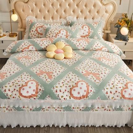 宜凡 2022新款牛奶绒小清新床盖三四件套 花田喜事