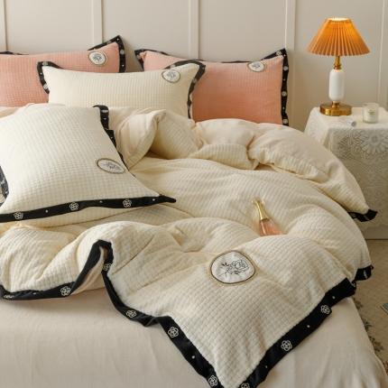 91家纺网 家纺一手货源 找家纺 （总）菊上家纺 2022新款高端刺绣牛奶绒四件套小香玫瑰系列