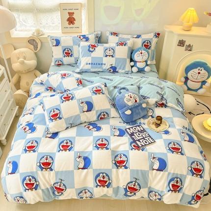 91家纺网 家纺一手货源 找家纺 桃子家居 2022新款正版授权卡通加厚牛奶绒系列四件套 绒哆啦A梦-淘气叮当