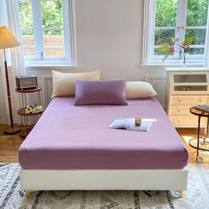 91家纺网 家纺一手货源 找家纺 （总）吾诺 2022秋冬 牛奶绒床笠单品 纯色床笠三件套枕套