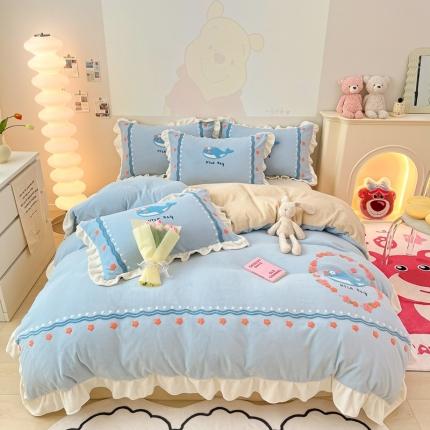 91家纺网 家纺一手货源 找家纺 （总）川悦生活 2023新款毛巾绣花边款四件套