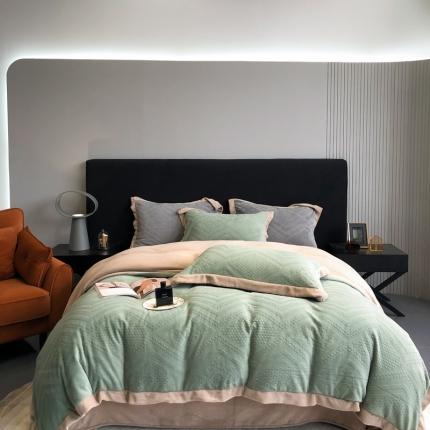 91家纺网 家纺一手货源 找家纺 馨蕊 2022新款秋冬轻奢煦暖绒系列四件套-艾洛 艾洛-艾绿