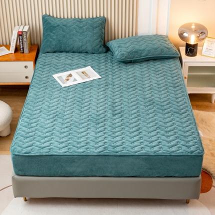 91家纺网 家纺一手货源 找家纺 仟网汇 2022新款牛奶绒抗菌单品床笠系列 森林绿