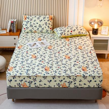 91家纺网 家纺一手货源 找家纺 仟网汇 2022新款牛奶绒抗菌单品床笠系列 田园兔