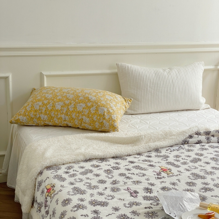 91家纺网 家纺一手货源 找家纺 时年 2022新款牛奶绒拼羊羔绒毯 郊游维尼