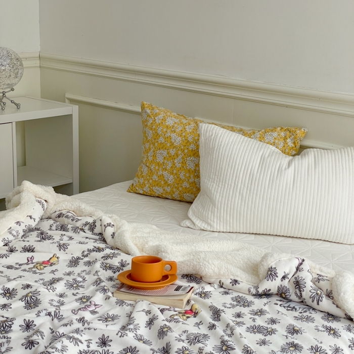 91家纺网 家纺一手货源 找家纺 时年 2022新款牛奶绒拼羊羔绒毯 郊游维尼