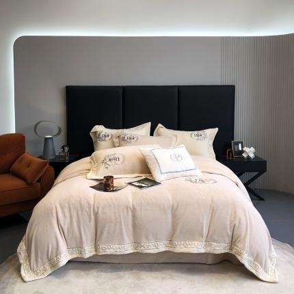 91家纺网 家纺一手货源 找家纺 （总）馨蕊 2022新款秋冬轻奢煦暖绒系列四件套-蝶舞