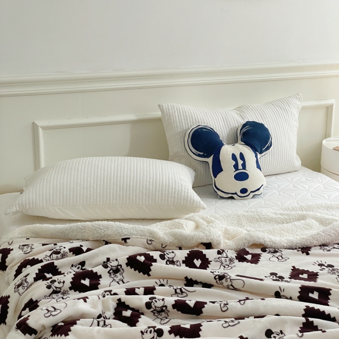 91家纺网 家纺一手货源 找家纺 时年 2022新款牛奶绒拼羊羔绒毯 经典米奇