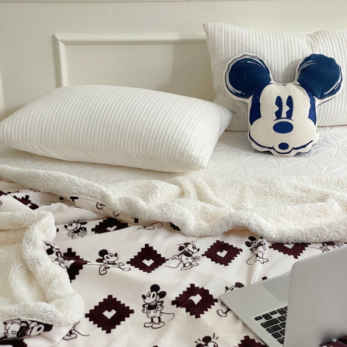 91家纺网 家纺一手货源 找家纺 时年 2022新款牛奶绒拼羊羔绒毯 经典米奇