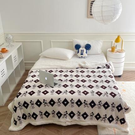 91家纺网 家纺一手货源 找家纺 时年 2022新款牛奶绒拼羊羔绒毯 经典米奇