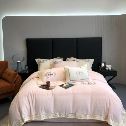 馨蕊 2022新款秋冬轻奢煦暖绒系列四件套-蝶舞 蝶舞-初夏粉