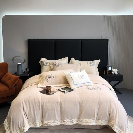 馨蕊 2022新款秋冬轻奢煦暖绒系列四件套-蝶舞 蝶舞-香槟