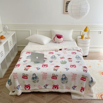 时年 2022新款牛奶绒拼羊羔绒毯 玩具总动员