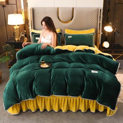 91家纺网 家纺一手货源 找家纺 （总）畅畅家纺 2022新款纯色双拼加厚牛奶绒四件套