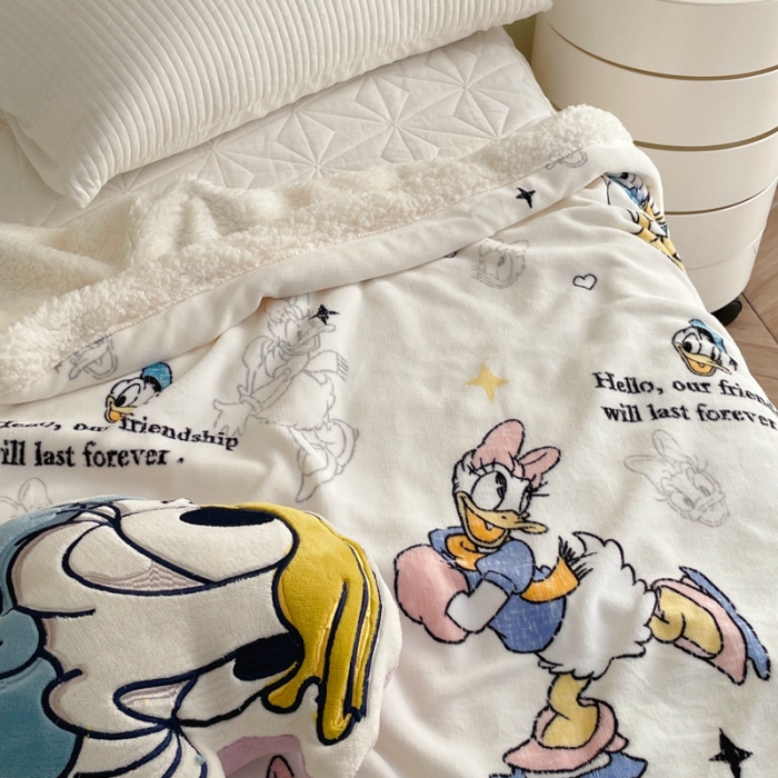 91家纺网 家纺一手货源 找家纺 时年 2022新款牛奶绒拼羊羔绒毯 游乐伙伴