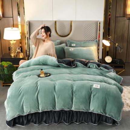 91家纺网 家纺一手货源 找家纺 畅畅家纺 2022新款纯色双拼加厚牛奶绒四件套 摩卡拼色2