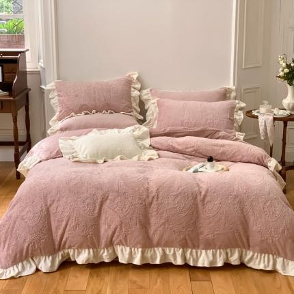 馨蕊2022新款秋冬轻奢煦暖绒系列四件套-克拉 克拉-蔷薇粉