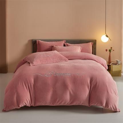 91家纺网 家纺一手货源 找家纺 美澳 2024新款高克重刺绣牛奶绒四件套提供买家秀 豆沙