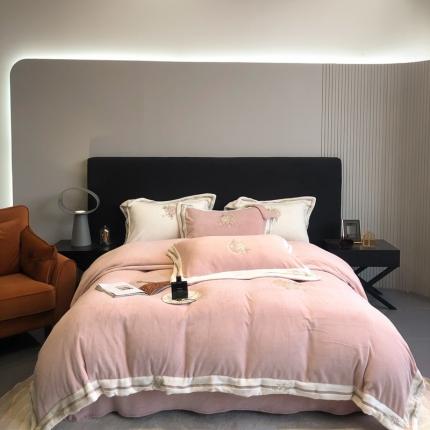 馨蕊2022新款秋冬轻奢煦暖绒系列四件套-蜜恋 蜜恋-初夏粉