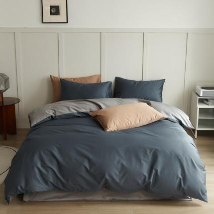 91家纺网 家纺一手货源 找家纺 （总）原研 2022新款100支长绒棉纯色双拼系列四件套