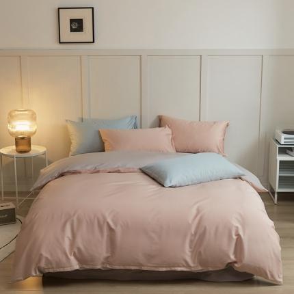 91家纺网 家纺一手货源 找家纺 （总）原研 2022新款100支长绒棉纯色双拼系列四件套