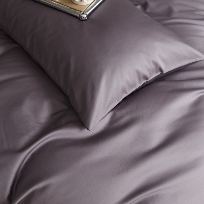 91家纺网 家纺一手货源 找家纺 原研 2022新款100支长绒棉纯色双拼系列四件套 加文紫