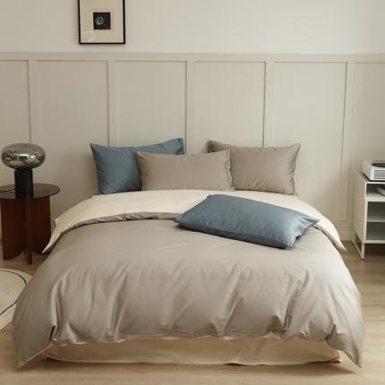 原研 2022新款100支长绒棉纯色双拼系列四件套 贝拉米灰