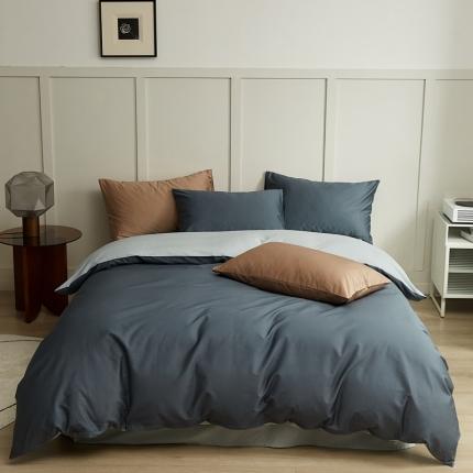 原研 2022新款100支长绒棉纯色双拼系列四件套 克雷吉蓝