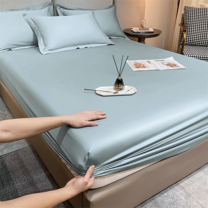 91家纺网 家纺一手货源 找家纺 秀色2025新100支贡缎长绒棉纯色单床笠单件 梦易-郁兰