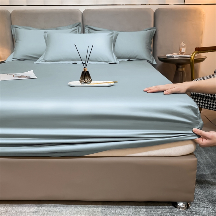 91家纺网 家纺一手货源 找家纺 秀色2025新100支贡缎长绒棉纯色单床笠单件 梦易-郁兰