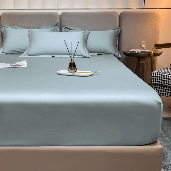 91家纺网 家纺一手货源 找家纺 秀色2025新100支贡缎长绒棉纯色单床笠单件 梦易-郁兰