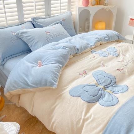 91家纺网 家纺一手货源 找家纺 总你好美丽2025常供拼接刺绣款高克重牛奶绒四件套（含买家秀）