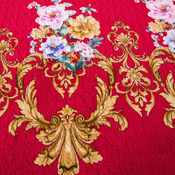 91家纺网 家纺一手货源 找家纺 冬然 2022新款牛奶绒榻榻米床盖炕盖 一生有你大红